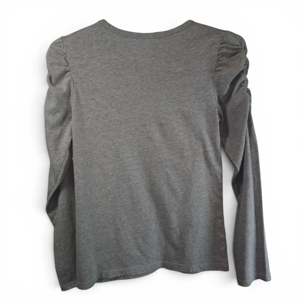 The Children's Place Graphic Tee Kids L 10/12 Gray Excellent Ruched Shoulder
